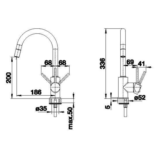 Blanco MIDA bateria zlewozmywakowa z wyciąganą wylewką antacyt 521455