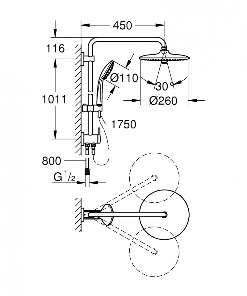 Grohe Euphoria System 260 zestaw prysznicowy z deszczownicą 26 cm i przełącznikiem chrom 27421002