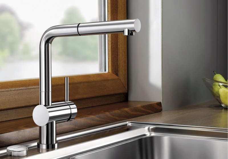 Blanco Linus-S-F bateria zlewozmywakowa podokienna z wyciąganą wylewką chrom 514023