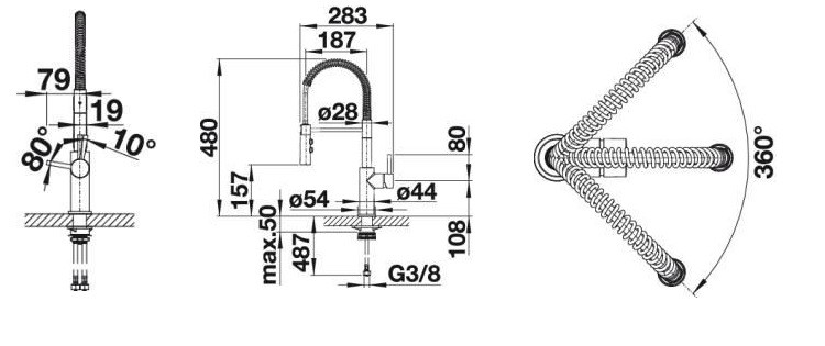Blanco Catris-S bateria zlewozmywakowa z wyciąganą wylewką i przełącznikiem strumienia wody chrom 521476