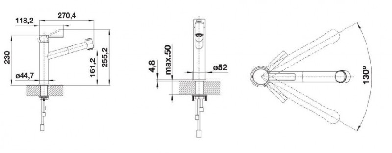 Blanco Ambis-S bateria zlewozmywakowa z wyciąganą wylewką i przełącznikiem strumienia wody stal szczotkowana 523119