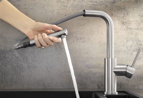 Blanco Lanora-S bateria zlewozmywakowa z wyciąganą wylewką stal szczotkowana 523123