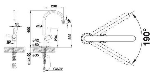 Blanco Carena-S bateria zlewozmywakowa z wyciąganą wylewką chrom 520767