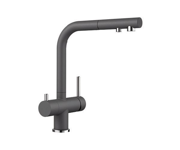 Blanco Fontas-S II bateria zlewozmywakowa z wyciąganą wylewką szarość skały/chrom 525207