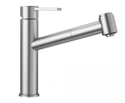 Blanco Ambis-S bateria zlewozmywakowa z wyciąganą wylewką i przełącznikiem strumienia wody stal szczotkowana 523119