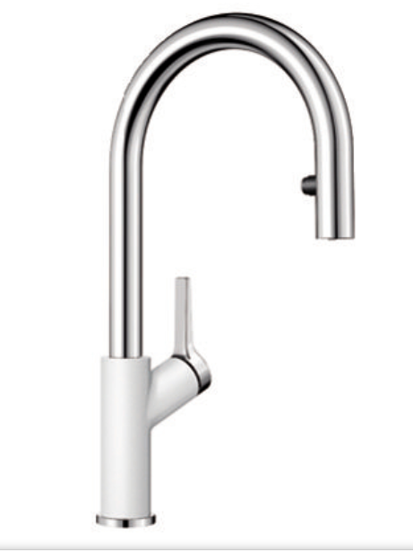 Blanco Carena-S Vario bateria zlewozmywakowa z wyciąganą wylewką i przełącznikiem strumienia wody biały/chrom 521368