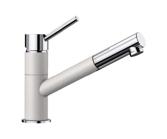 Blanco Kano-S bateria zlewozmywakowa z wyciąganą wylewką biały/stal 525040