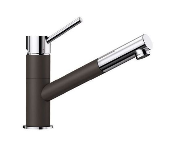 Blanco Kano-S bateria zlewozmywakowa z wyciąganą wylewką szarość kawowy/chrom 525043