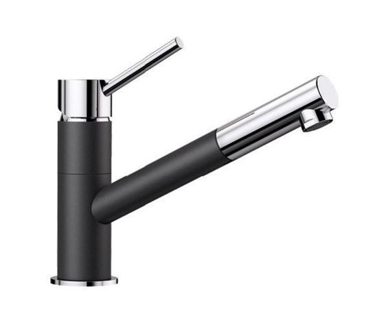 Blanco Kano-S bateria zlewozmywakowa z wyciąganą wylewką antracyt/stal 525038