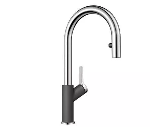 Blanco Carena-S Vario bateria zlewozmywakowa z wyciąganą wylewką i przełącznikiem strumienia wody szarość skały/chrom 521359