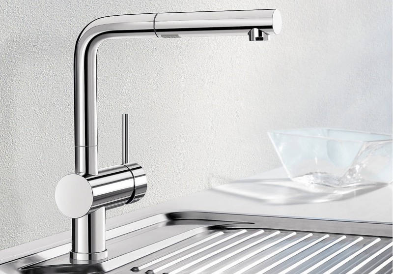 Blanco Linus-S Vario bateria zlewozmywakowa z wyciąganą wylewką i przełącznikiem strumienia chrom 518406