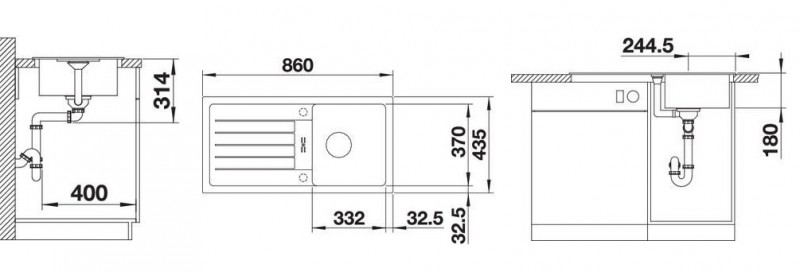 Blanco Favum 45 S Silgranit PuraDur II zlewozmywak granitowy 1 komora z ociekaczem kolor antracyt 524227
