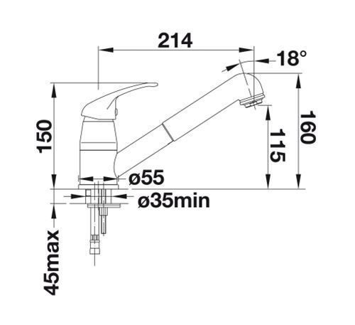Blanco Daras-S-F bateria zlewozmywakowa podokienna z wyciąganą wylewką chrom 521752