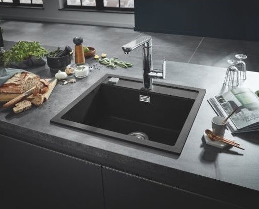Grohe K700 zlewozmywak wpuszczany w blat 1 komora 56x51 cm czarny granit 31651AP0
