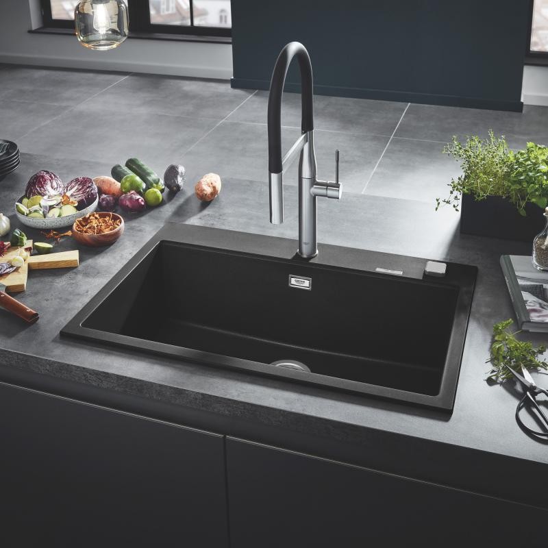 Grohe K700 zlewozmywak wpuszczany w blat 1 komora 78x51 cm czarny granit 31652AP0