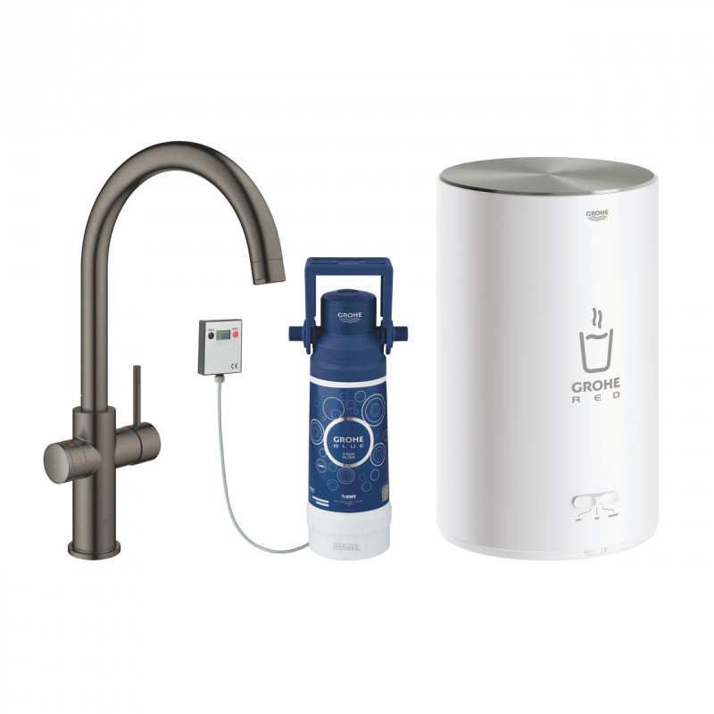 Grohe Red Duo wylewka i bojler w rozmiarze M grafit szczotkowany brushed hard graphite 30083AL1