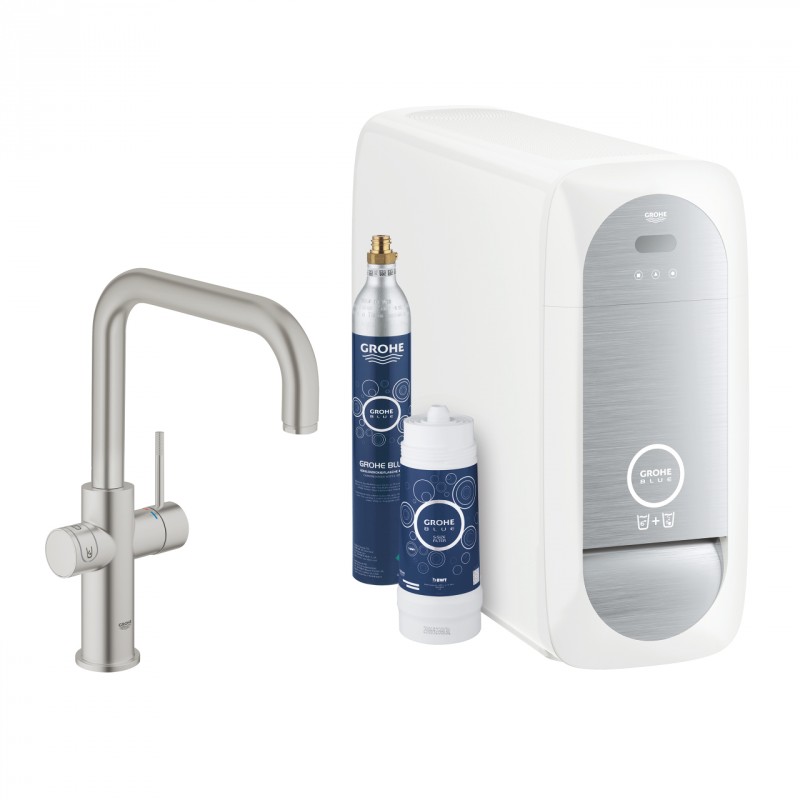 Grohe Blue Home zestaw startowy z wyciąganą wylewką w kształcie U stal nierdzewna 31456DC1