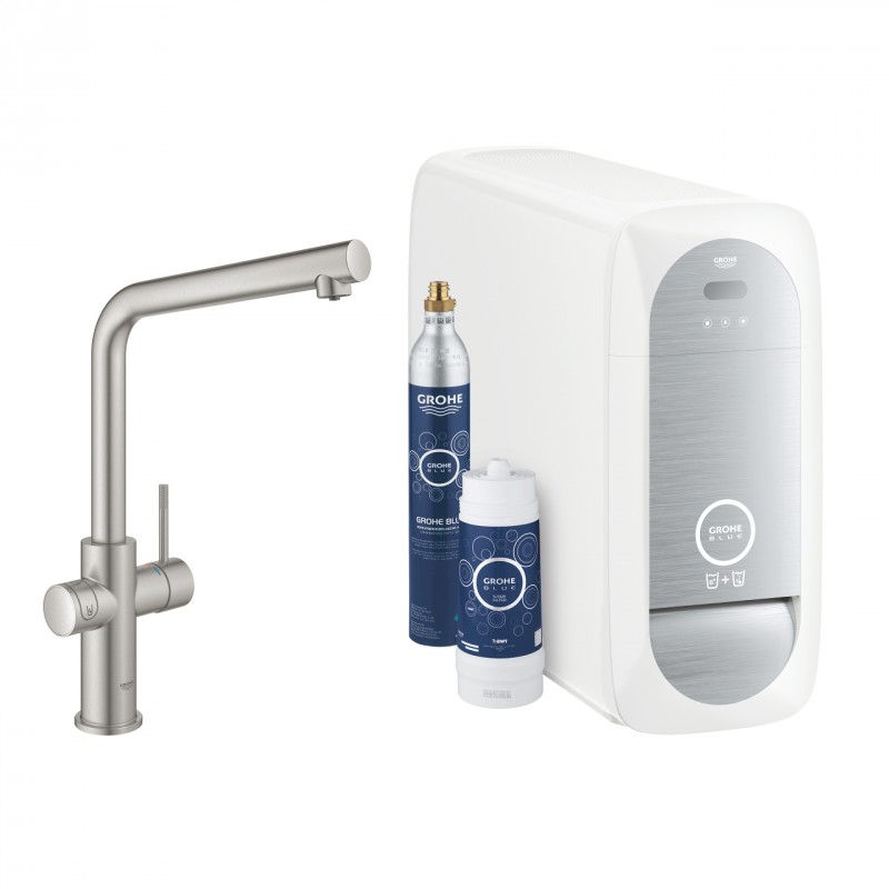Grohe Blue Professional zestaw z wylewką w kształcie L stal nierdzewana 31454DC1