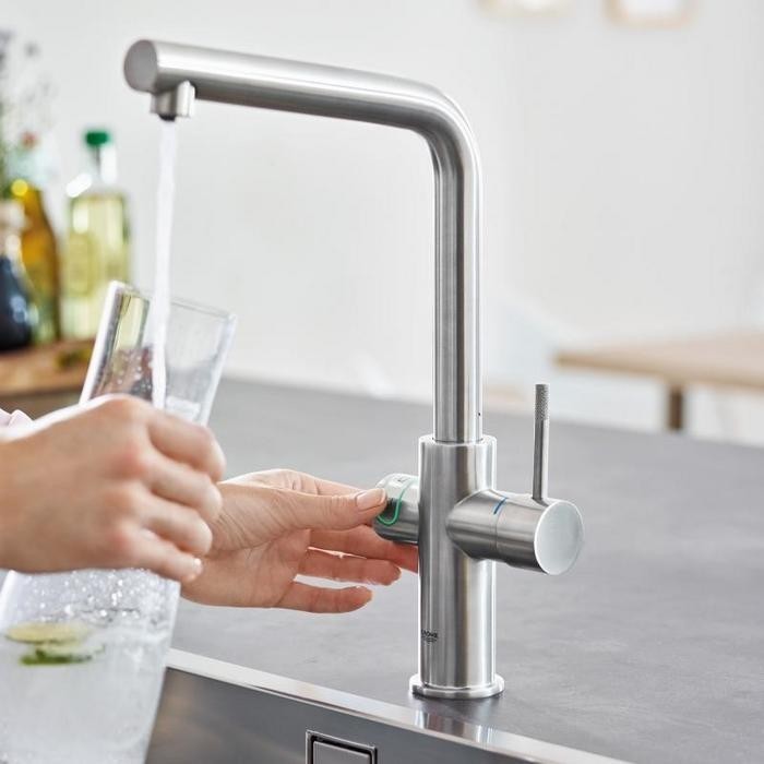 Grohe Blue Professional zestaw z wylewką w kształcie L grafit szczotkowany brushed hard graphite 31454AL1