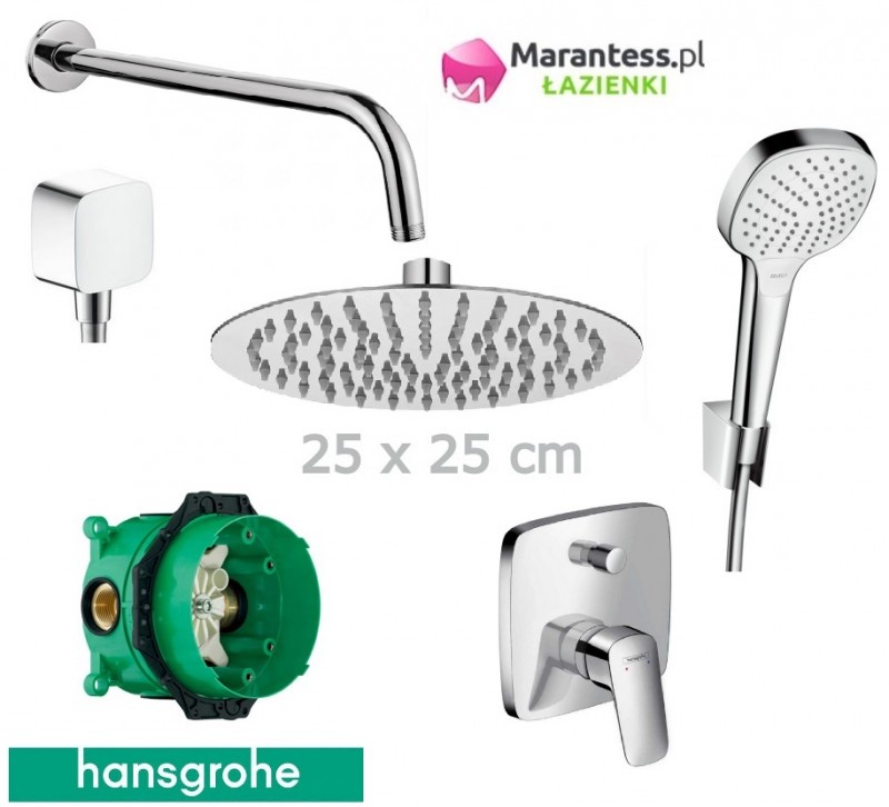 Hansgrohe Logis zestaw podtynkowy z deszczownicą Hydroland 25x25 cm kompletny