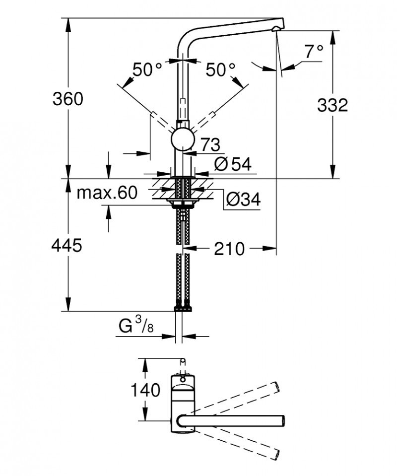 Grohe Minta jednouchwytowa bateria zlewozmywakowa szczotkowany grafit hard graphite 31375AL0