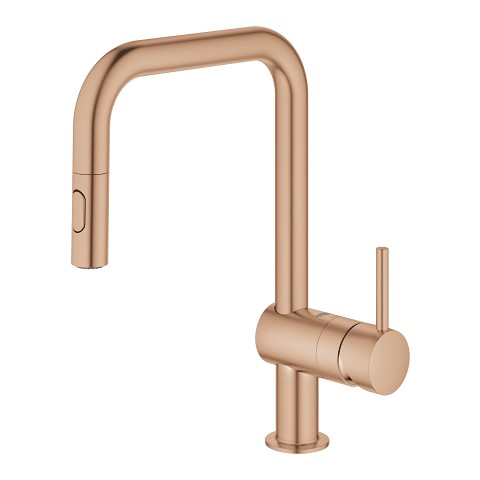 Grohe Minta bateria kuchenna zlewozmywakowa z wyciąganą wylewką różowe złoto szczotkowane brushed warm sunset 32322DL2