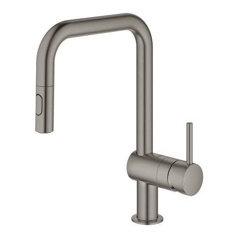 Grohe Minta bateria kuchenna zlewozmywakowa z wyciąganą wylewką szczotkowany grafit brushed hard graphite 32322AL2