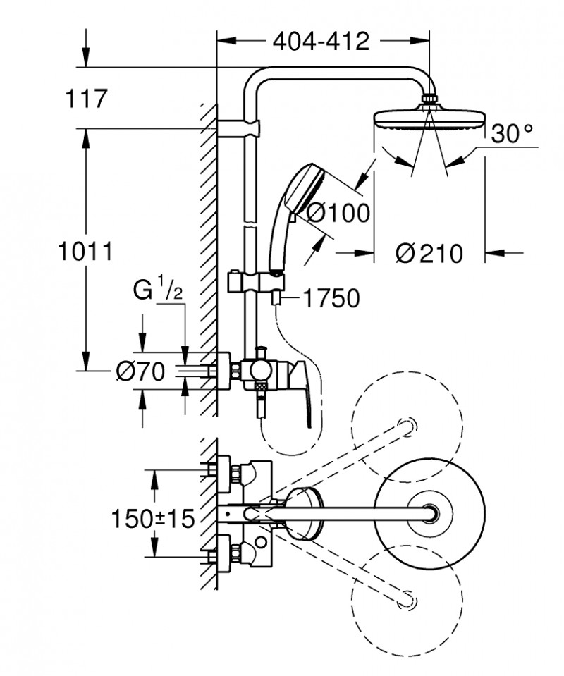 Grohe Tempesta Cosmopolitan System 210 zestaw prysznicowy z deszczownicą chrom 26224001