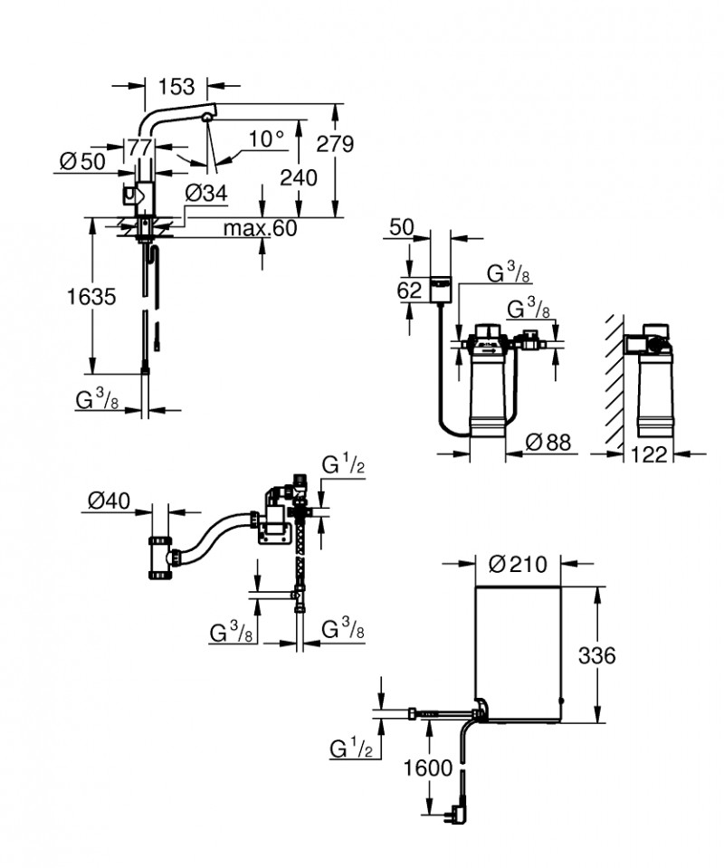 Grohe Red Mono zawór sztorcowy z bojlerem w rozmiarze M chrom 30339001