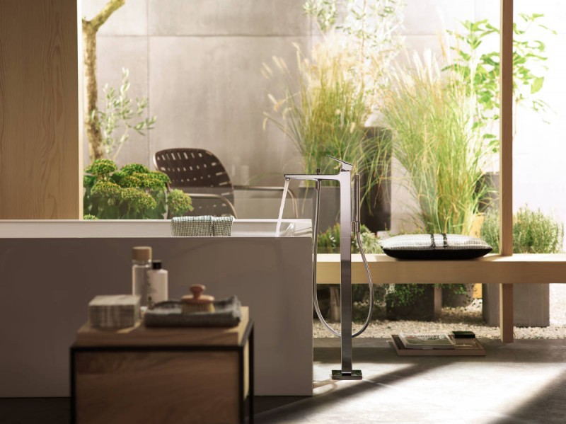 Hansgrohe FinishPlus Metropol bateria wannowa stojąca czarny chrom szczotkowany 32532340