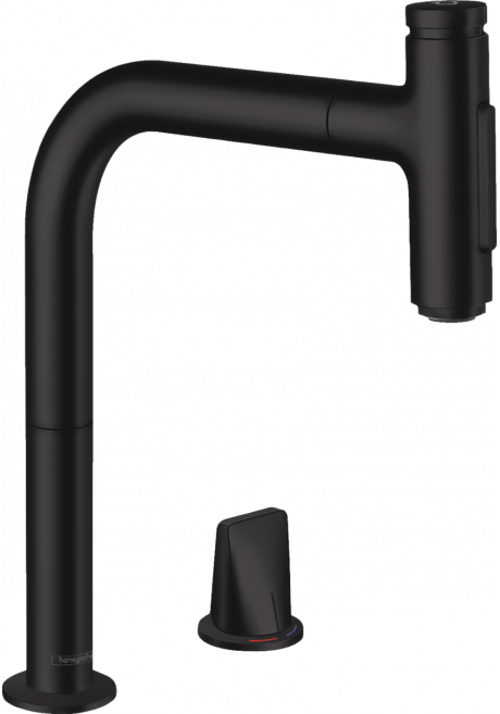 Hansgrohe M7120-H200 2-otworowa bateria kuchenna z wyciąganą wylewką czarny matowy 73818670