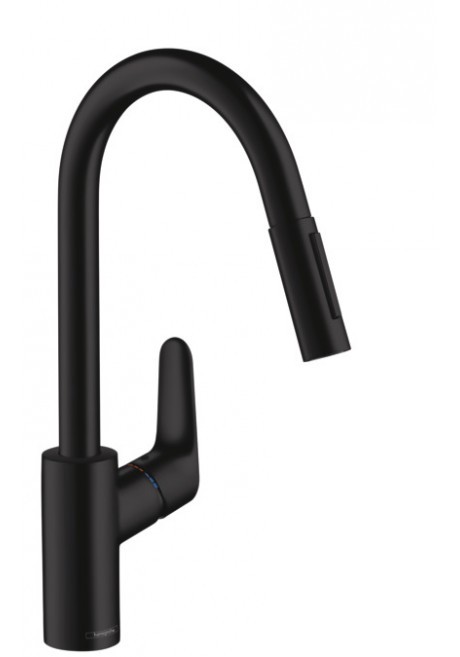 Hansgrohe 240 bateria kuchenna z wyciąganą wylewką czarny matowy 31815670