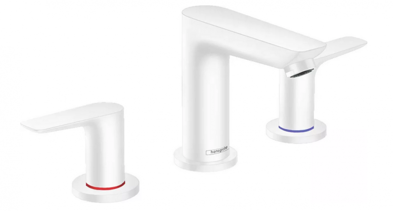 Hansgrohe FinishPlus Talis E 3-otworowa bateria umywalkowa z korkiem biały matowy 71733700