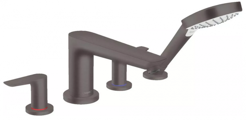 Hansgrohe FinishPlus Talis E 4-otworowa bateria wannowa czarny chrom szczotkowany 71748340