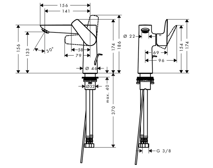 Hansgrohe FinishPlus Talis E bateria umywalkowa 150 z korkiem czarny matowy 71754670