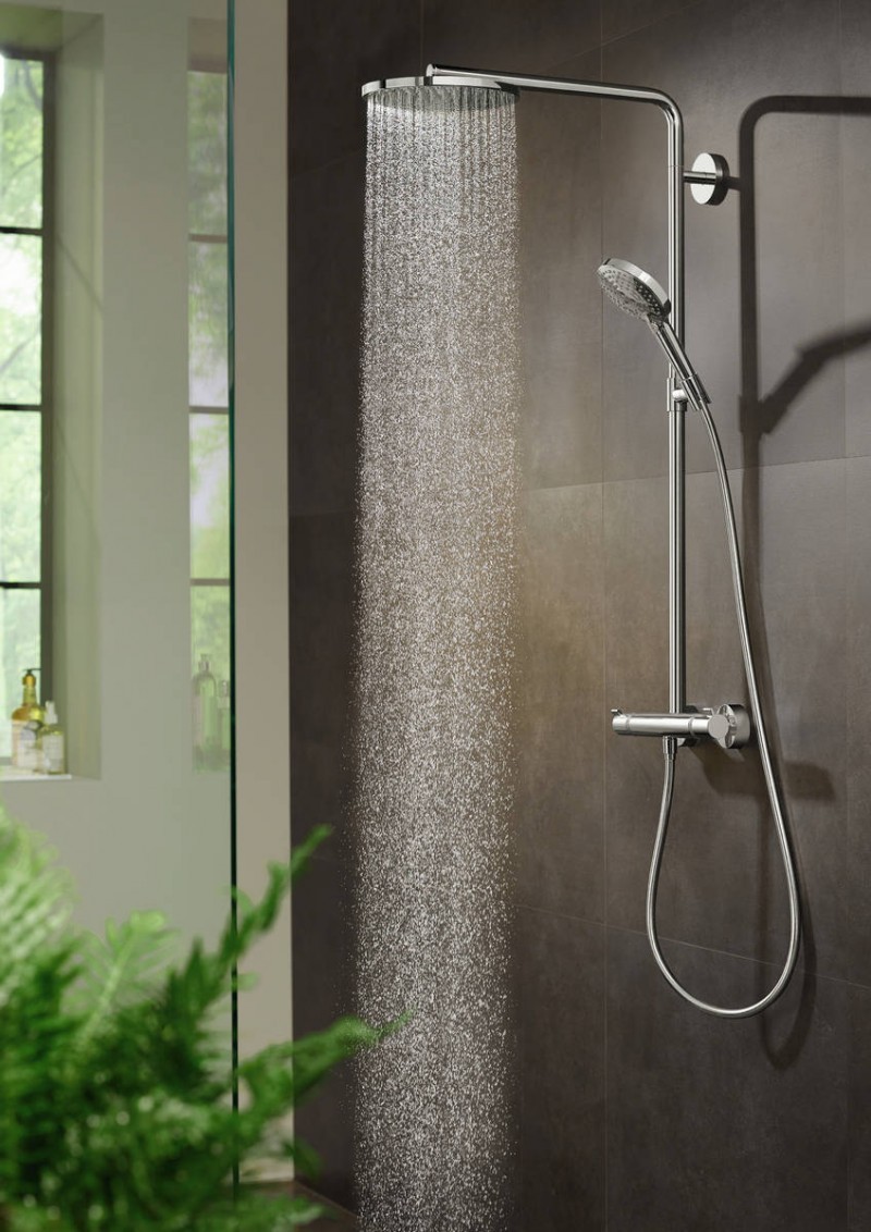 Hansgrohe Radiance Select 240 1jet komplet prysznicowy z termostatem i deszczownicą PowderRain czarny mat 27633670