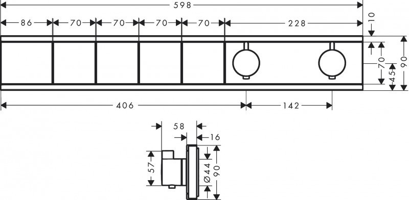 Hansgrohe FinishPlus RainSelect bateria termostatyczna do montażu podtynkowego do 4 odbiorników czarny chrom szczotkowany 15382340