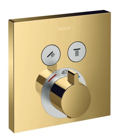Hansgrohe FinishPlus ShowerSelect Bateria termostatyczna do montażu podtynkowego do 2 odbiorników złoty polerowany 15763990