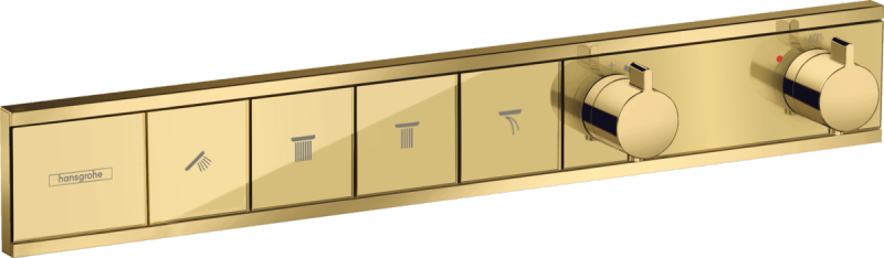 Hansgrohe FinishPlus RainSelect bateria termostatyczna do montażu podtynkowego do 4 odbiorników złoty polerowany 15382990