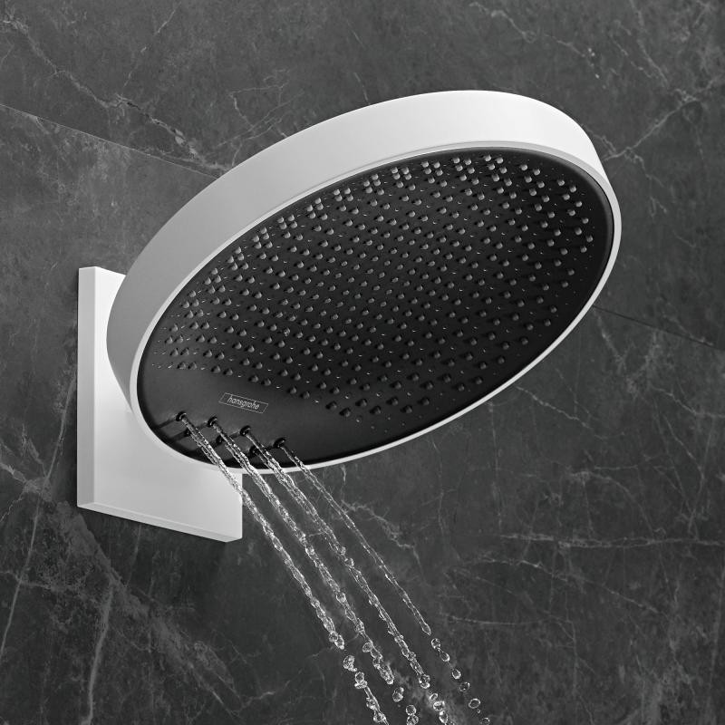 Hansgrohe FinishPlus Rainfinity 360 3jet deszczownica 36x36 cm z przyłączem ściennym PowderRain biały mat 26234700