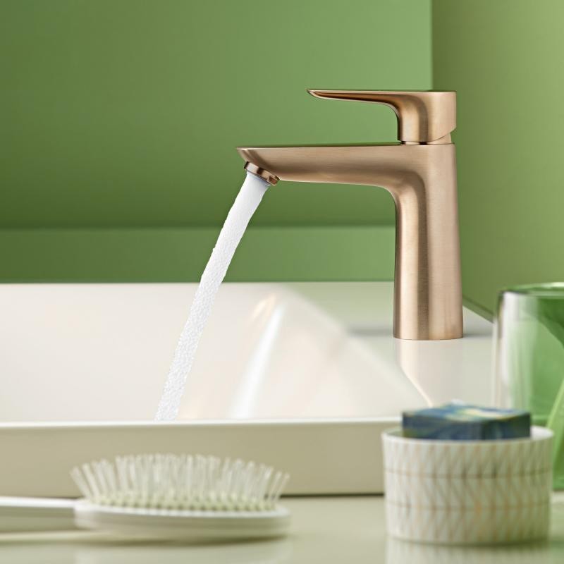 Hansgrohe FinishPlus Talis E bateria umywalkowa 110 CoolStart z korkiem brąz szczotkowany 71713140