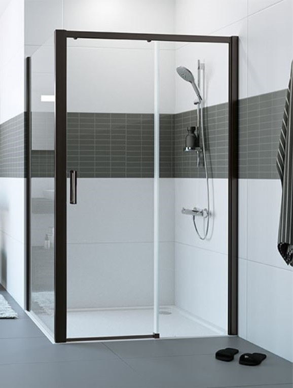 Huppe Classics 2 EasyEntry Black Edition drzwi suwane prawe 130 cm 1-cz. wys.200 czarny przeźroczyste AntiPlaque C25610.123.322