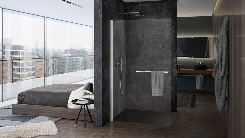 Huppe Select+ ścianka WALK-IN bez wspornika z listwą przyścienną Hüppe Select+ Tablet i Shelf 120 cm srebrny matowy przeźroczyste 10 mm Anti-Plaque SL0105087322