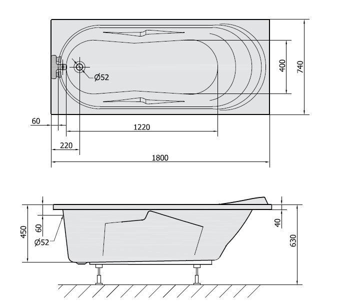 Polysan Adriana wanna prostokątna 180x74 cm akryl biały 48111