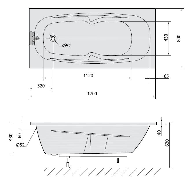 Polysan Adriana wanna prostokątna 170x74 cm akryl biały 36111