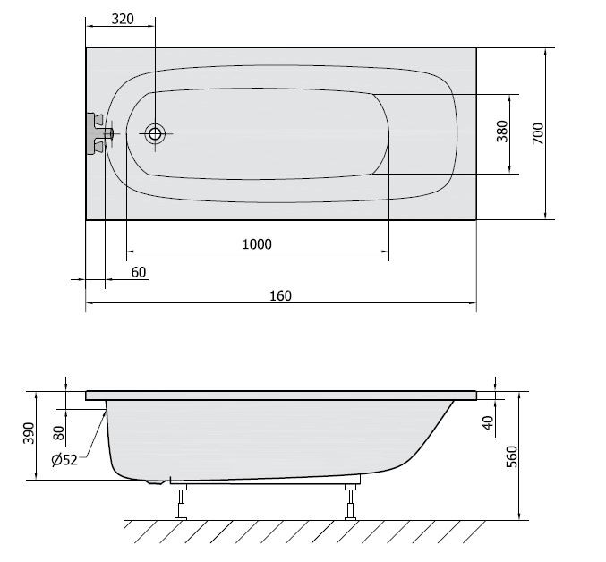 Polysan Laura wanna prostokątna 160x70 cm akryl biały 24611