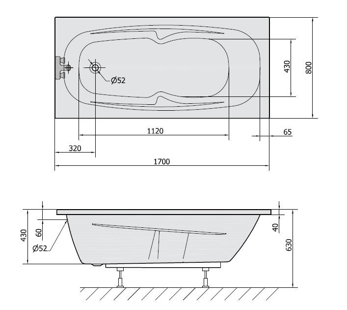Polysan Kamelie wanna prostokątna 170x80 cm akryl biały 35111