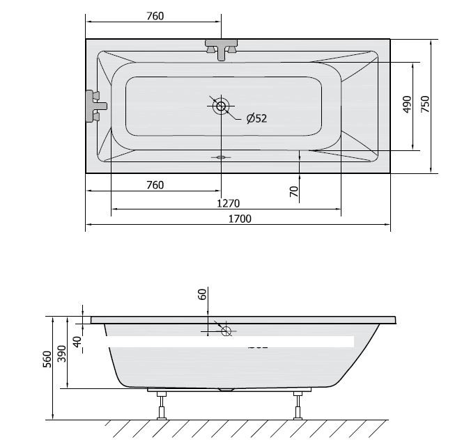 Polysan Mimoa wanna prostokątna 170x75 cm akryl biały 71709