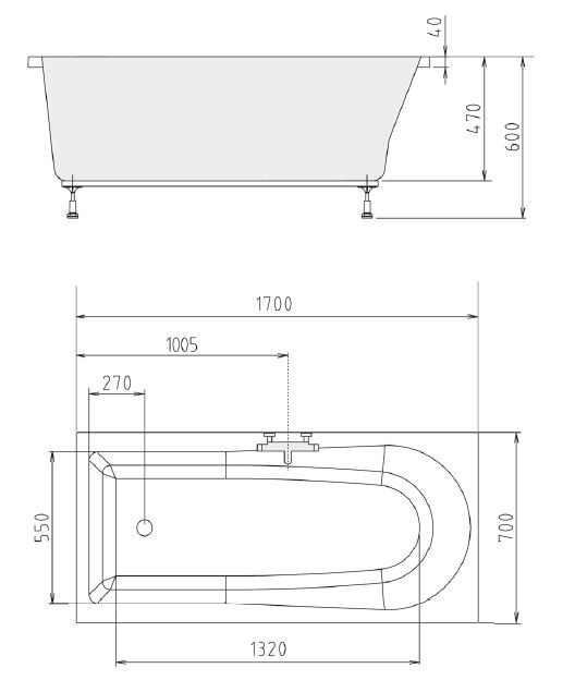 Polysan Lisa wanna prostokątna 170x70 cm akryl biały 87111