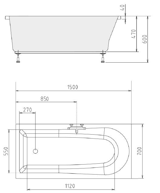 Polysan Lisa wanna prostokątna 150x70 cm akryl biały 85111